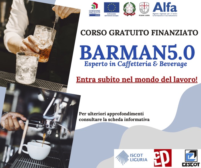 Barman 5.0, aperte le candidature per il corso 2024